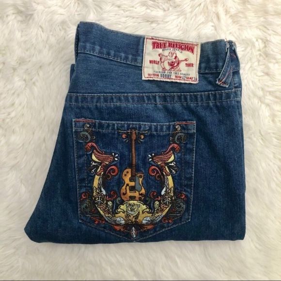 True Religion Bobby Jeans Embroidered Guitar
